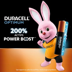 DURACELL Optimum Piles AAA (Lot de 4) – Piles Alcalines 1,5V – +200 % d’actifs Power Boost – Répondent aux exigences des apparei
