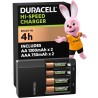 Duracell - chargeur de piles AA et AAA en 4 heures (2 piles AA et 2 piles AAA rechargeables incluses)
