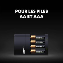Duracell - chargeur de piles AA et AAA en 4 heures (2 piles AA et 2 piles AAA rechargeables incluses)