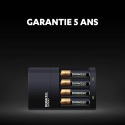 Duracell - chargeur de piles AA et AAA en 4 heures (2 piles AA et 2 piles AAA rechargeables incluses)