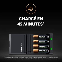 Duracell Chargeur Piles Rechargeables Rapide 45 minutes
