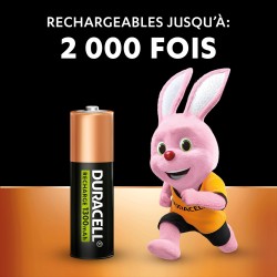 Duracell Rechargeables Piles AA (lot de 8), 1300 mAh NiMH, 2000 recharges, pré-chargées, Puissance longue durée, un packaging re
