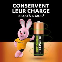 Duracell Rechargeables Piles AA (lot de 8), 1300 mAh NiMH, 2000 recharges, pré-chargées, Puissance longue durée, un packaging re
