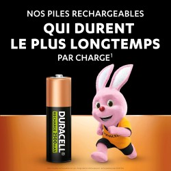 Duracell Rechargeables Piles AA (lot de 8), 2500 mAh, NiMH, pré-chargées, Longue durée, un packaging recyclable 0% plastique