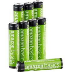 Amazon Basics Lot de 8 piles rechargeables AAA NiMH performantes, 800 mAh, 1,2 V, rechargeables 1 000 fois, préchargées