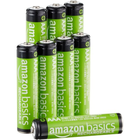 Amazon Basics Lot de 8 piles rechargeables AAA NiMH performantes, 800 mAh, 1,2 V, rechargeables 1 000 fois, préchargées