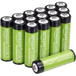 Amazon Basics Lot de 16 piles rechargeables AA NiMH, 2 000 mAh, 1,2 V, rechargeables jusqu'à 1 000 fois, préchargées