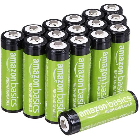 Amazon Basics Lot de 16 piles rechargeables AA NiMH, 2 000 mAh, 1,2 V, rechargeables jusqu'à 1 000 fois, préchargées