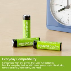 Amazon Basics Lot de 16 piles rechargeables AA NiMH, 2 000 mAh, 1,2 V, rechargeables jusqu'à 1 000 fois, préchargées