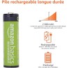 Amazon Basics Lot de 8 piles rechargeables AA NiMH, 2000 mAh, 1,2 V, rechargeables 1 000 fois, préchargées
