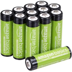 Amazon Basics Lot de 12 piles rechargeables AA NiMH performantes, 2 000 mAh, 1,2 V, rechargeables 1 000 fois, préchargées