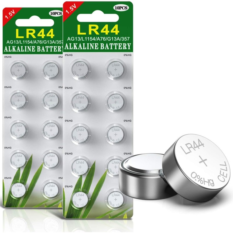 Blister 20 Piles Boutons AG13 LR44/LR1154/357 sans Mercure (AG13&LR44-20 Piles)