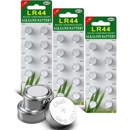 Blister 30 Piles Boutons AG13 LR44/LR1154/357 sans Mercure