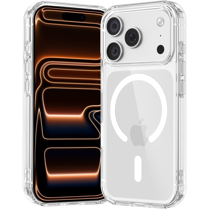 NEW'C Magnétique Coque pour iPhone 17 Pro Max (6,9 Pouces), Compatible avec MagSafe Antichoc Ultime avec Cordon – Magnétisme Pui