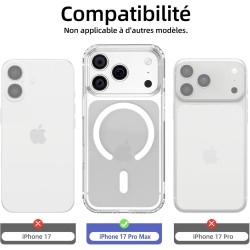 NEW'C Magnétique Coque pour iPhone 17 Pro Max (6,9 Pouces), Compatible avec MagSafe Antichoc Ultime avec Cordon – Magnétisme Pui