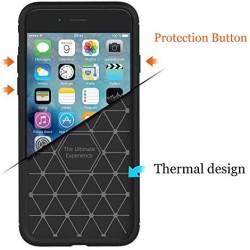 NEW'C Coque pour iPhone 6 et iPhone 6S, Coque de Protection avec Absorption de Choc et Fibre de Carbone Silicone en Gel Flex
