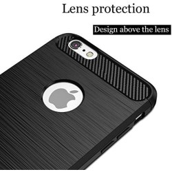 NEW'C Coque pour iPhone 6 et iPhone 6S, Coque de Protection avec Absorption de Choc et Fibre de Carbone Silicone en Gel Flex