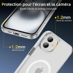 NEW'C Magnétique Coque pour iPhone 16 (6,1 Pouces), Compatible avec MagSafe Antichoc Ultime avec Cordon – Magnétisme Puissant et