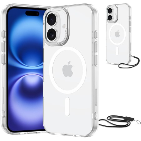 NEW'C Magnétique Coque pour iPhone 16 Plus (6,7 Pouces), Compatible avec MagSafe Antichoc Ultime avec Cordon – Magnétisme Puissa