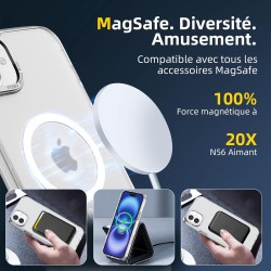 NEW'C Magnétique Coque pour iPhone 16 Plus (6,7 Pouces), Compatible avec MagSafe Antichoc Ultime avec Cordon – Magnétisme Puissa