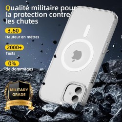 NEW'C Magnétique Coque pour iPhone 16 Plus (6,7 Pouces), Compatible avec MagSafe Antichoc Ultime avec Cordon – Magnétisme Puissa