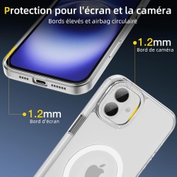 NEW'C Magnétique Coque pour iPhone 16 Plus (6,7 Pouces), Compatible avec MagSafe Antichoc Ultime avec Cordon – Magnétisme Puissa