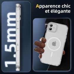 NEW'C Magnétique Coque pour iPhone 16 Plus (6,7 Pouces), Compatible avec MagSafe Antichoc Ultime avec Cordon – Magnétisme Puissa