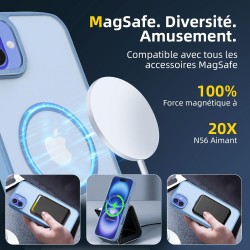 NEW'C Magnétique Coque pour iPhone 16 (6,1 Pouces), Compatible avec MagSafe Antichoc Ultime avec Cordon – Magnétisme Puissant et