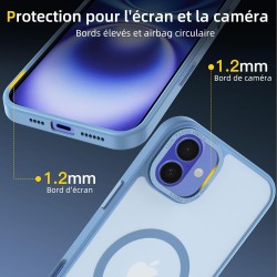 NEW'C Magnétique Coque pour iPhone 16 (6,1 Pouces), Compatible avec MagSafe Antichoc Ultime avec Cordon – Magnétisme Puissant et