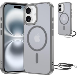 NEW'C Magnétique Coque pour iPhone 16 (6,1 Pouces), Compatible avec MagSafe Antichoc Ultime avec Cordon – Magnétisme Puissant et