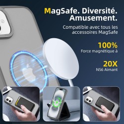 NEW'C Magnétique Coque pour iPhone 16 (6,1 Pouces), Compatible avec MagSafe Antichoc Ultime avec Cordon – Magnétisme Puissant et
