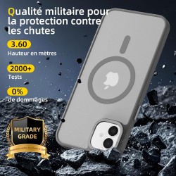 NEW'C Magnétique Coque pour iPhone 16 (6,1 Pouces), Compatible avec MagSafe Antichoc Ultime avec Cordon – Magnétisme Puissant et