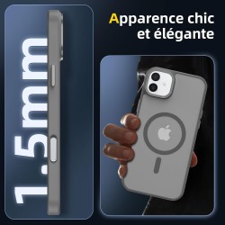 NEW'C Magnétique Coque pour iPhone 16 (6,1 Pouces), Compatible avec MagSafe Antichoc Ultime avec Cordon – Magnétisme Puissant et