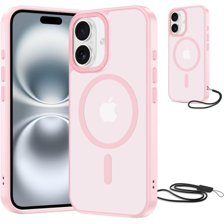NEW'C Magnétique Coque pour iPhone 16 (6,1 Pouces), Compatible avec MagSafe Antichoc Ultime avec Cordon – Magnétisme Puissant et