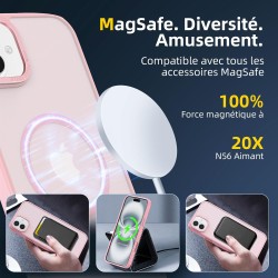 NEW'C Magnétique Coque pour iPhone 16 (6,1 Pouces), Compatible avec MagSafe Antichoc Ultime avec Cordon – Magnétisme Puissant et