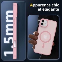 NEW'C Magnétique Coque pour iPhone 16 (6,1 Pouces), Compatible avec MagSafe Antichoc Ultime avec Cordon – Magnétisme Puissant et