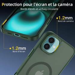 NEW'C Magnétique Coque pour iPhone 16 (6,1 Pouces), Compatible avec MagSafe Antichoc Ultime avec Cordon – Magnétisme Puissant et