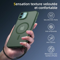 NEW'C Magnétique Coque pour iPhone 16 (6,1 Pouces), Compatible avec MagSafe Antichoc Ultime avec Cordon – Magnétisme Puissant et