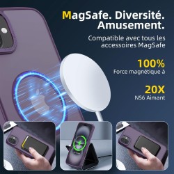 NEW'C Magnétique Coque pour iPhone 16 (6,1 Pouces), Compatible avec MagSafe Antichoc Ultime avec Cordon – Magnétisme Puissant et