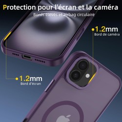 NEW'C Magnétique Coque pour iPhone 16 (6,1 Pouces), Compatible avec MagSafe Antichoc Ultime avec Cordon – Magnétisme Puissant et