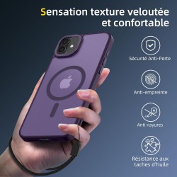 NEW'C Magnétique Coque pour iPhone 16 (6,1 Pouces), Compatible avec MagSafe Antichoc Ultime avec Cordon – Magnétisme Puissant et