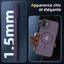 NEW'C Magnétique Coque pour iPhone 16 (6,1 Pouces), Compatible avec MagSafe Antichoc Ultime avec Cordon – Magnétisme Puissant et
