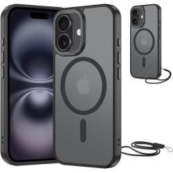 NEW'C Magnétique Coque pour iPhone 16 (6,1 Pouces), Compatible avec MagSafe Antichoc Ultime avec Cordon – Magnétisme Puissant et