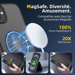 NEW'C Magnétique Coque pour iPhone 16 (6,1 Pouces), Compatible avec MagSafe Antichoc Ultime avec Cordon – Magnétisme Puissant et