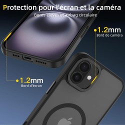NEW'C Magnétique Coque pour iPhone 16 Plus (6,7 Pouces), Compatible avec MagSafe Antichoc Ultime avec Cordon – Magnétisme Puissa