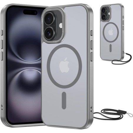 NEW'C Magnétique Coque pour iPhone 16 Plus (6,7 Pouces), Compatible avec MagSafe Antichoc Ultime avec Cordon – Magnétisme Puissa