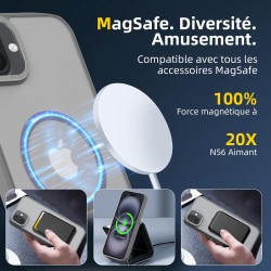 NEW'C Magnétique Coque pour iPhone 16 Plus (6,7 Pouces), Compatible avec MagSafe Antichoc Ultime avec Cordon – Magnétisme Puissa