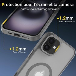 NEW'C Magnétique Coque pour iPhone 16 Plus (6,7 Pouces), Compatible avec MagSafe Antichoc Ultime avec Cordon – Magnétisme Puissa