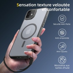 NEW'C Magnétique Coque pour iPhone 16 Plus (6,7 Pouces), Compatible avec MagSafe Antichoc Ultime avec Cordon – Magnétisme Puissa