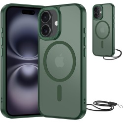 NEW'C Magnétique Coque pour iPhone 16 Plus (6,7 Pouces), Compatible avec MagSafe Antichoc Ultime avec Cordon – Magnétisme Puissa